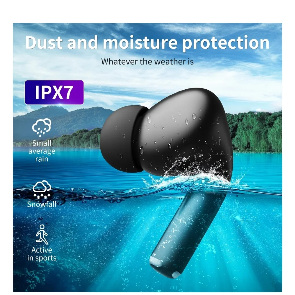 Smart Screen Black Wireless Earbuds with Charging Case